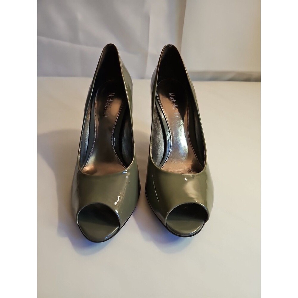 Michelle D Women's Size 7M Green Peep Toe Heel Slip on Shoe